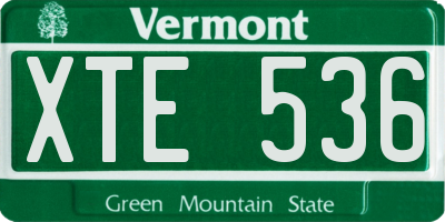 VT license plate XTE536