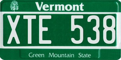 VT license plate XTE538