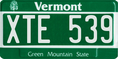 VT license plate XTE539