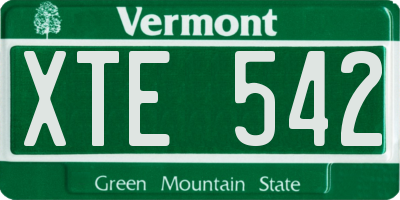 VT license plate XTE542