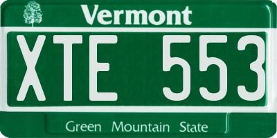VT license plate XTE553