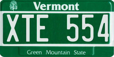 VT license plate XTE554