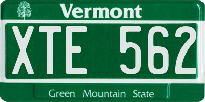 VT license plate XTE562