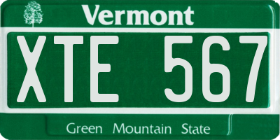 VT license plate XTE567