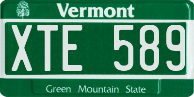 VT license plate XTE589