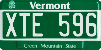 VT license plate XTE596