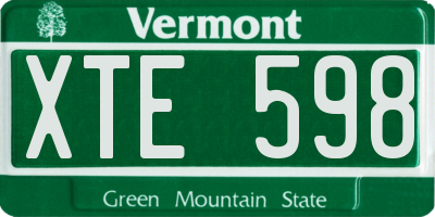 VT license plate XTE598