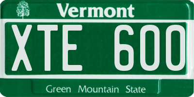 VT license plate XTE600