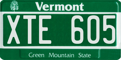 VT license plate XTE605