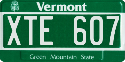 VT license plate XTE607