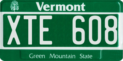 VT license plate XTE608