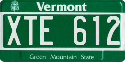 VT license plate XTE612