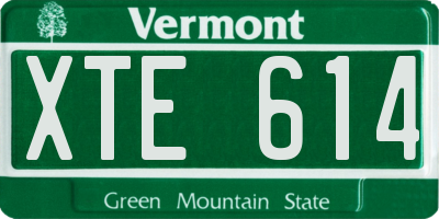 VT license plate XTE614
