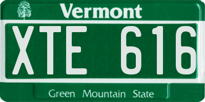 VT license plate XTE616