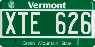 VT license plate XTE626