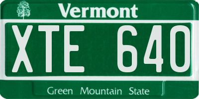 VT license plate XTE640