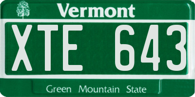 VT license plate XTE643