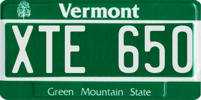 VT license plate XTE650