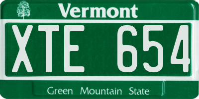 VT license plate XTE654