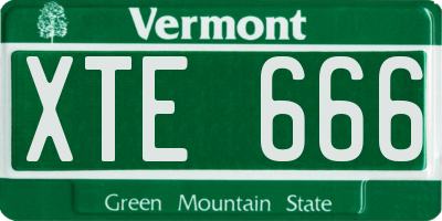 VT license plate XTE666