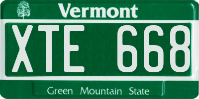 VT license plate XTE668