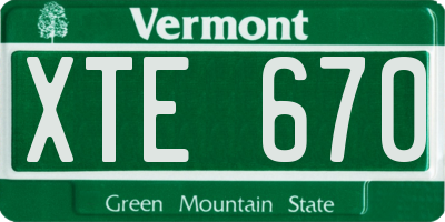 VT license plate XTE670
