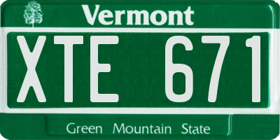 VT license plate XTE671