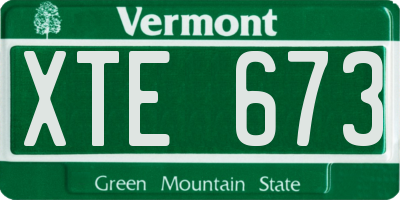 VT license plate XTE673