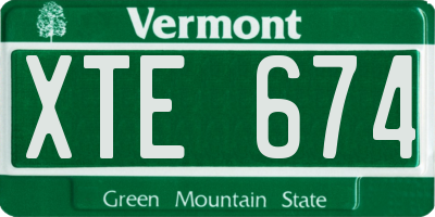 VT license plate XTE674