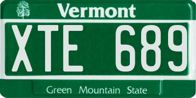 VT license plate XTE689