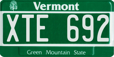 VT license plate XTE692