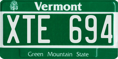 VT license plate XTE694