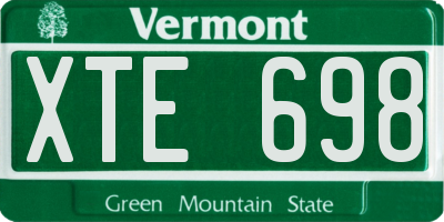 VT license plate XTE698