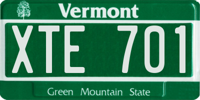 VT license plate XTE701
