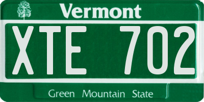 VT license plate XTE702
