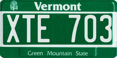 VT license plate XTE703