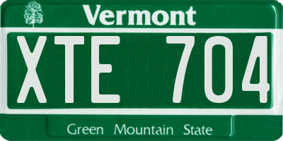 VT license plate XTE704