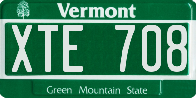 VT license plate XTE708