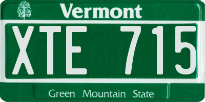 VT license plate XTE715