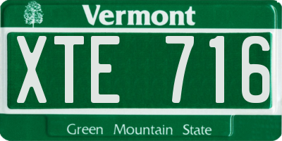 VT license plate XTE716