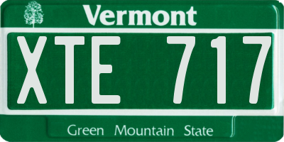 VT license plate XTE717
