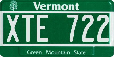 VT license plate XTE722