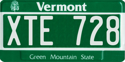 VT license plate XTE728