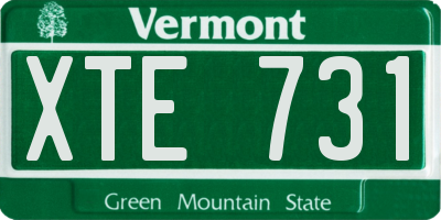 VT license plate XTE731