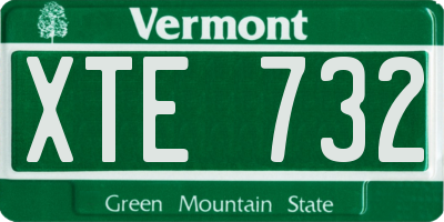 VT license plate XTE732