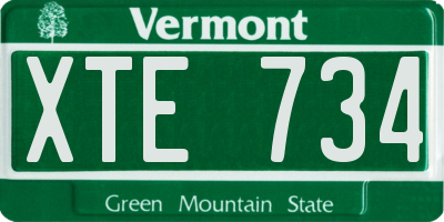 VT license plate XTE734