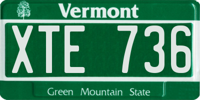 VT license plate XTE736