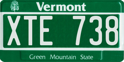 VT license plate XTE738