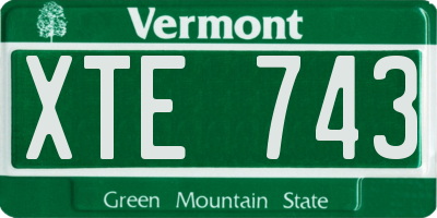 VT license plate XTE743