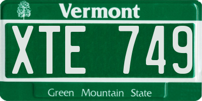 VT license plate XTE749